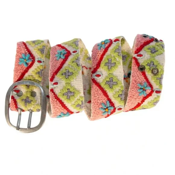 JENNY KRAUSS $69 Embroidered Wool Belt Women's S - Made in PERU - Picture 1 of 6